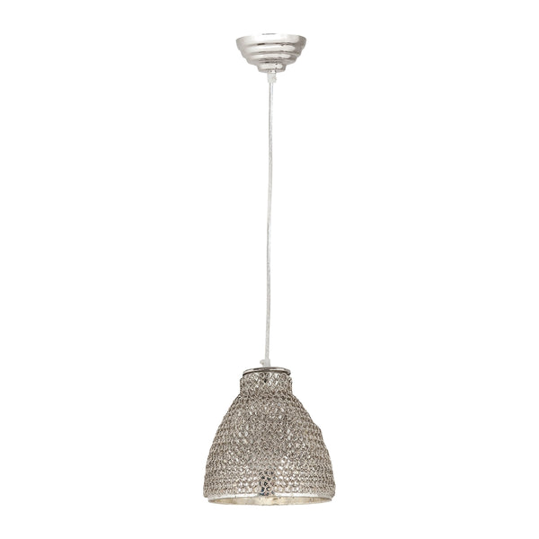 Maille 1 Light Glass And Iron Pendant In Silver