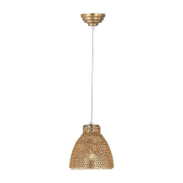 Maille 1 Light Glass And Iron Pendant In Gold