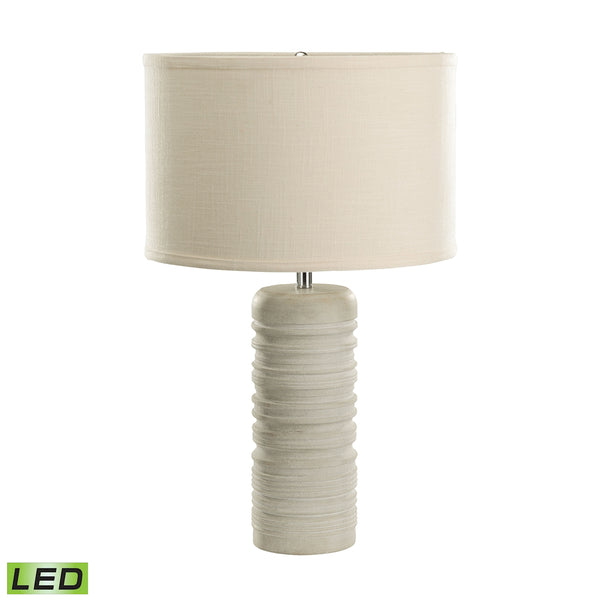 Sand Stone Ribbed Round LED Table Lamp