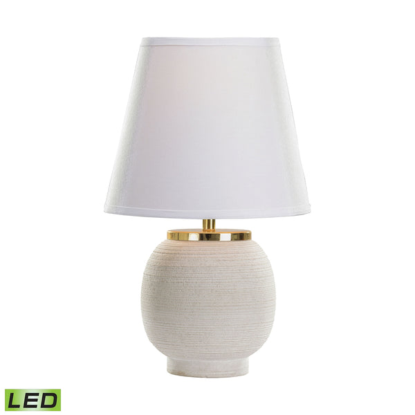 Sand Stone Ribbed Rough Round LED Table Lamp