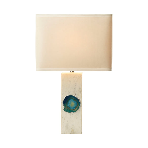 Yucatan 1 Light Table Lamp In White Marble And Blue Agate