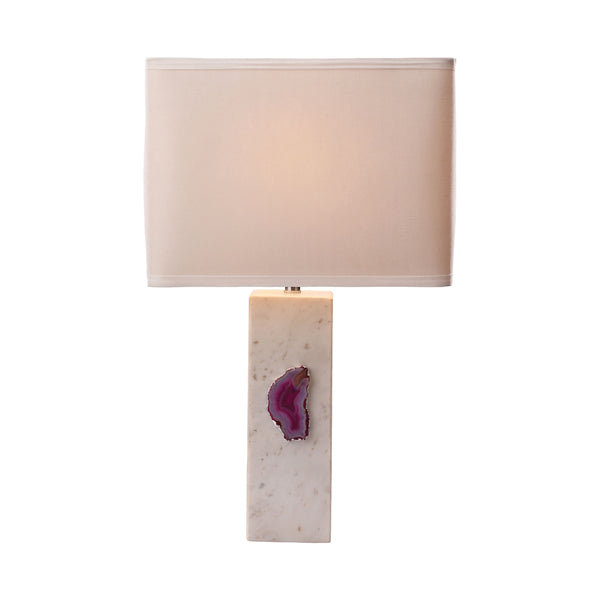 Yucatan 1 Light Table Lamp In White Marble And Pink Agate
