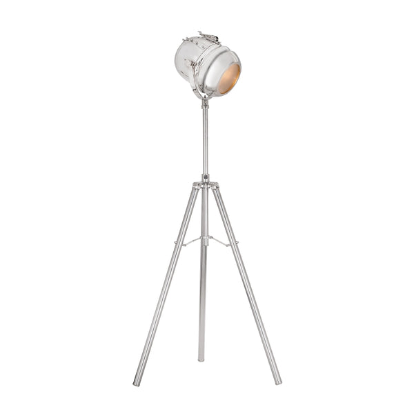 Tripous Tripod Table Lamp In Nickel With White Fabric Shade