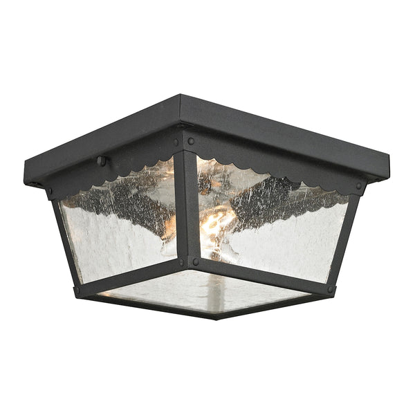 Springfield 2 Light Outdoor Flushmount In Matte Textured Black
