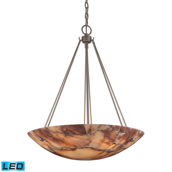 Marbled Stone 6 Light LED Pendant In Matte Nickel