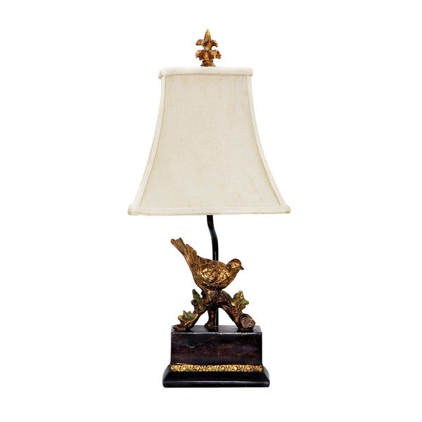Perching Robin Table Lamp in Gold Leaf And Black