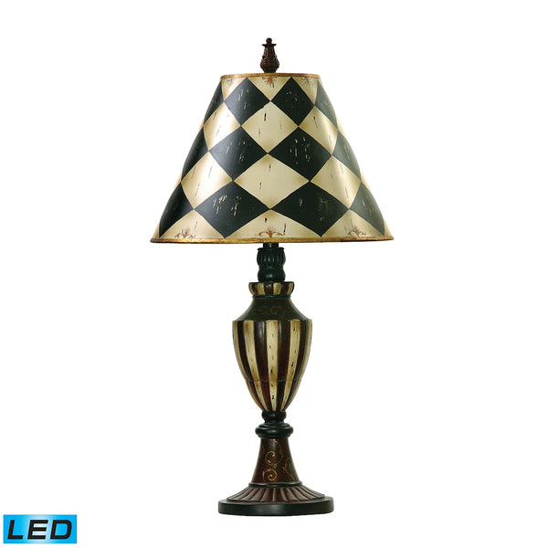 Harlequin And Stripe Urn LED Table Lamp in Black And Antique White