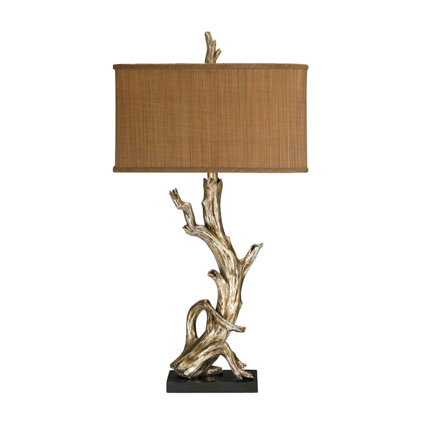 Driftwood Table Lamp in Silver Leaf