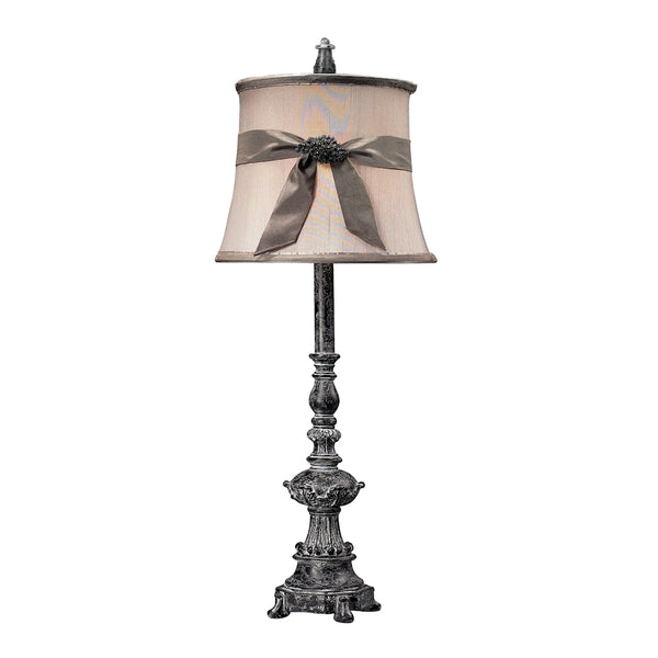 Sutton Buffet Lamp In Black With Broach Embellished Shade