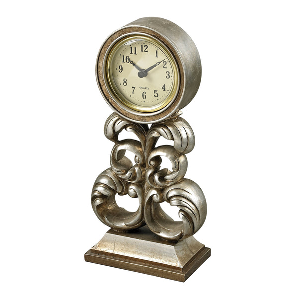 Desk Clock In Antique Silver