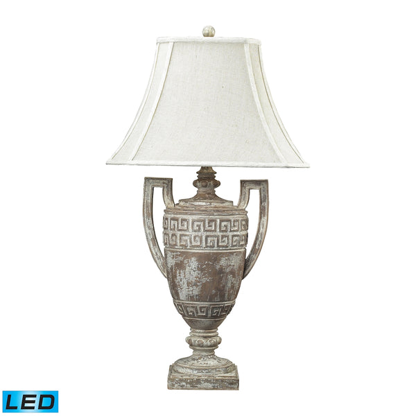 Greek Key LED Table Lamp in Allesandria Finish