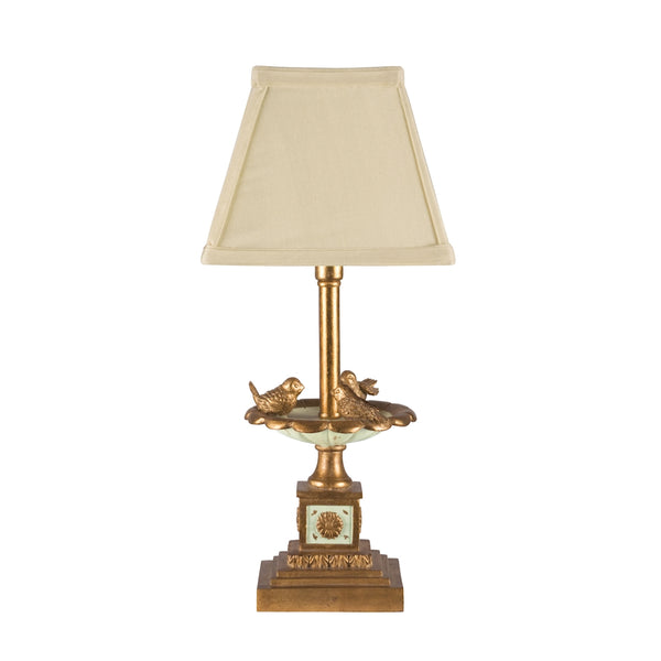 Bird Bath Table Lamp in Gold Leaf And Green