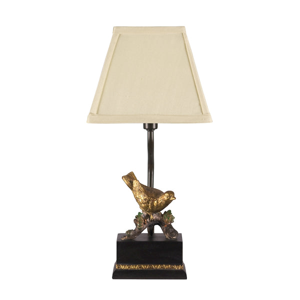Perching Robin Table Lamp in Gold Leaf And Black