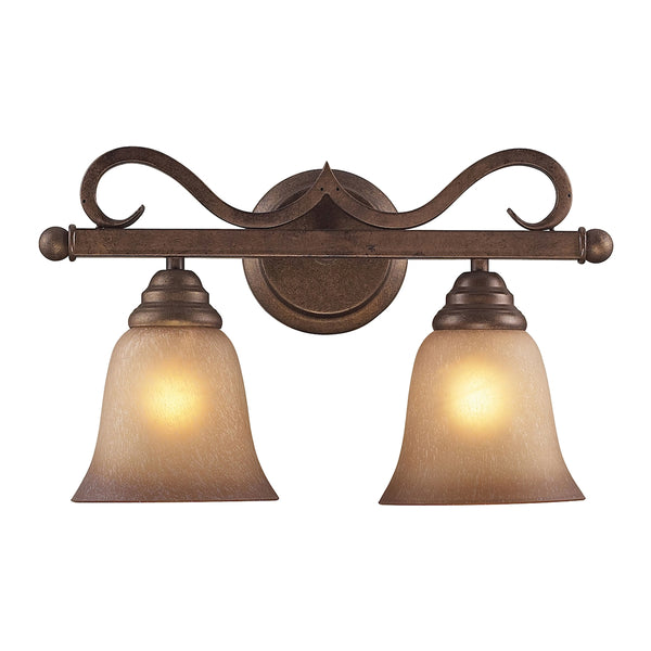 Lawrenceville 2 Light Vanity In Mocha With Antique Amber Glass