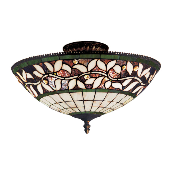 English Ivy 3 Light Semi Flush In Tiffany Bronze