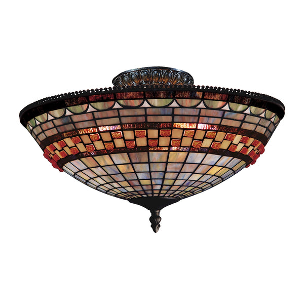 Jewelstone 3 Light Semi Flush In Classic Bronze