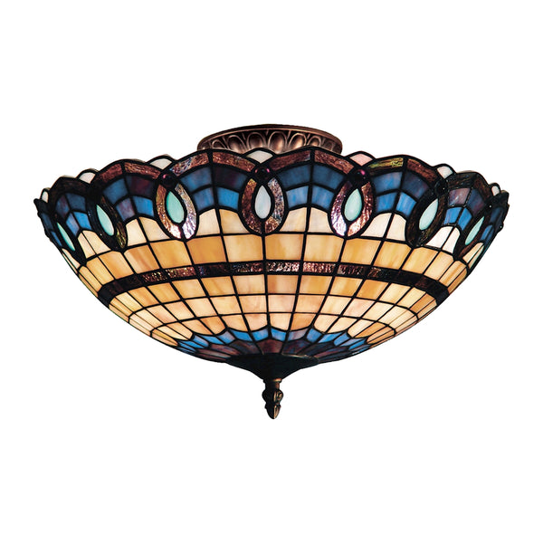Victorian Ribbon 3 Light Semi Flush In Classic Bronze