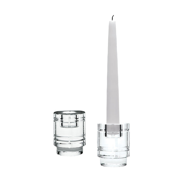 Windowpane Crystal Column Candleholders - Set of 2
