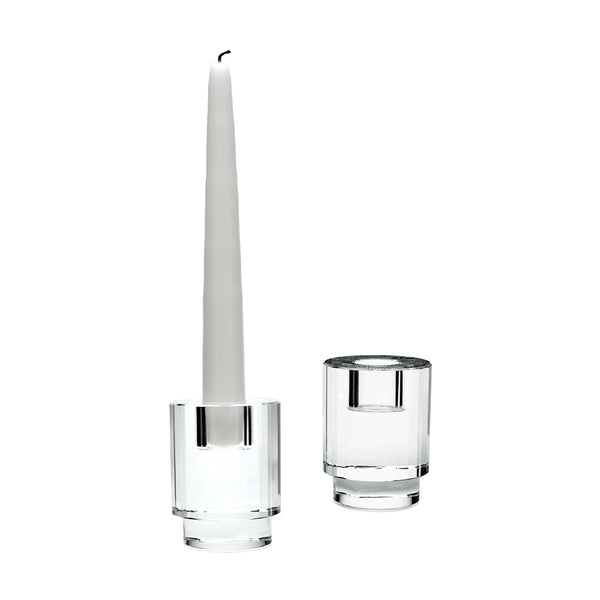 Fluted Crystal Column Candleholders - Set of 2