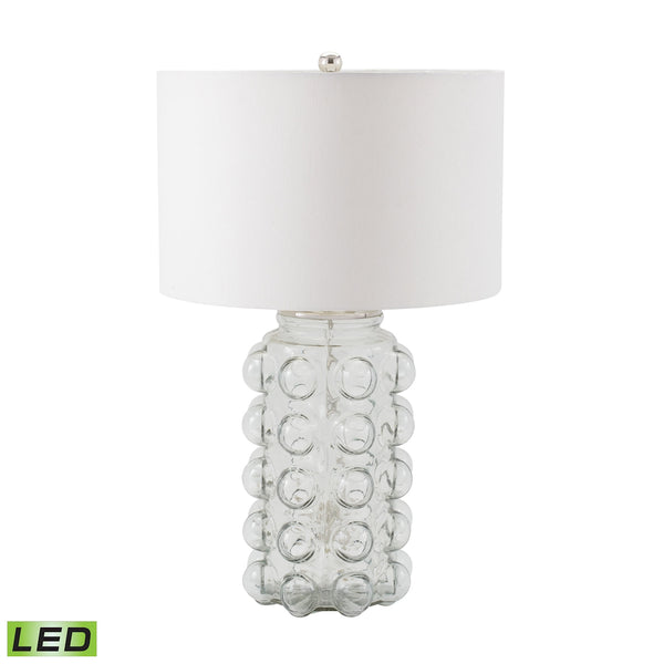 Bubble LED Table Lamp in Clear Glass With Off White Shade