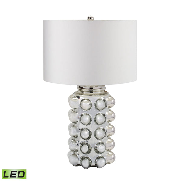 Bubble Glass LED Table Lamp in Silver Mercury