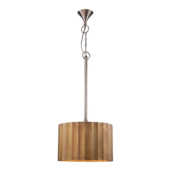 Medium Brass Clad Ribbed Pendant