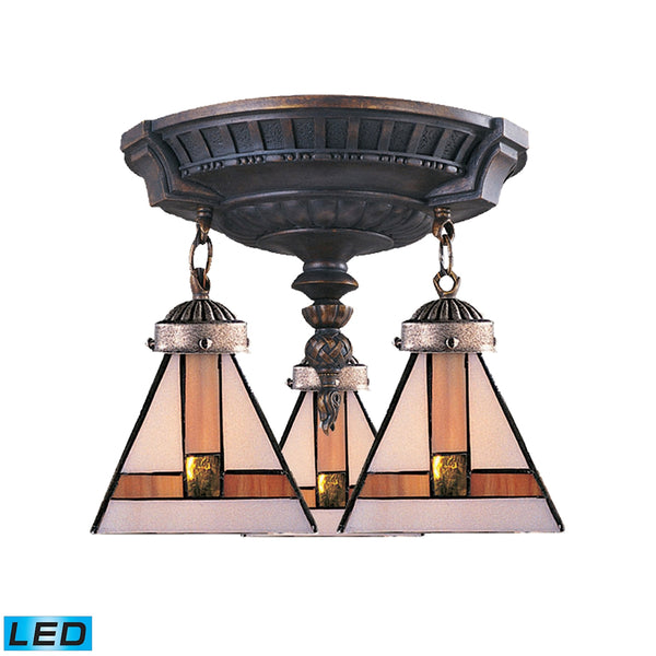 Mix-N-Match 3 Light LED Semi Flush In Aged Walnut