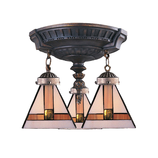 Mix-N-Match 3 Light Semi Flush In Aged Walnut