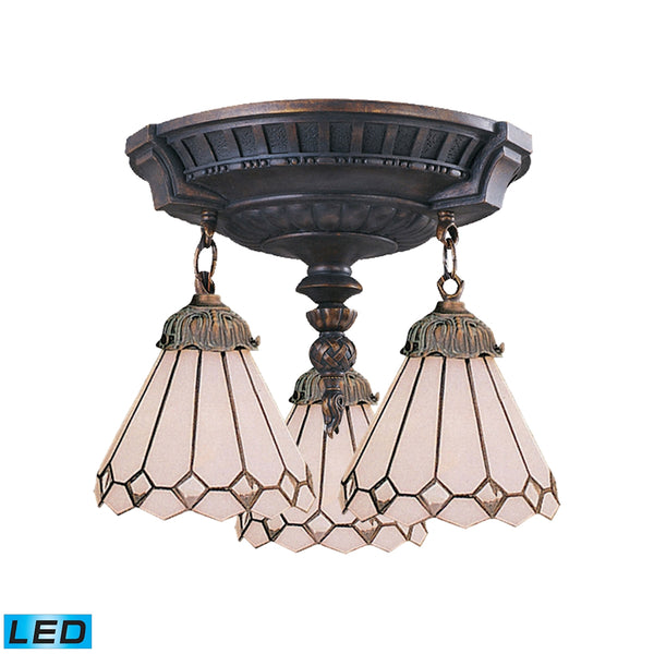 Mix-N-Match 3 Light LED Semi Flush In Aged Walnut