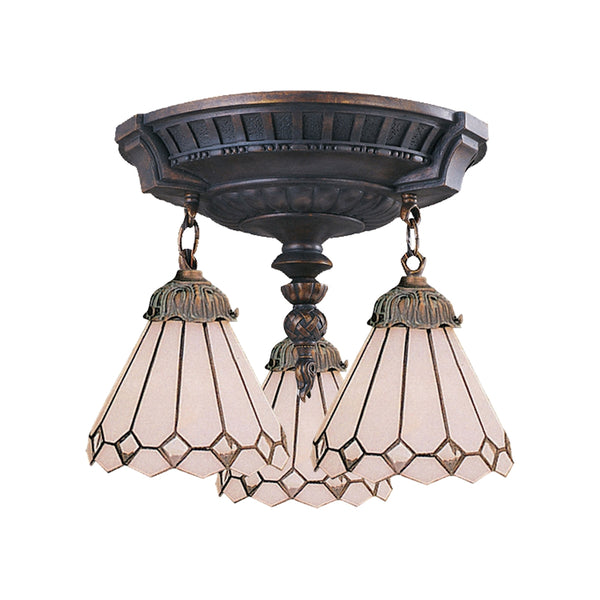 Mix-N-Match 3 Light Semi Flush In Aged Walnut