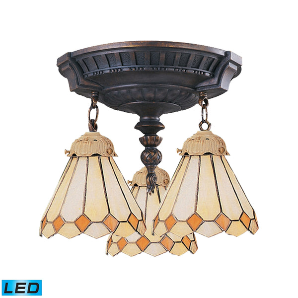Mix-N-Match 3 Light LED Semi Flush In Aged Walnut