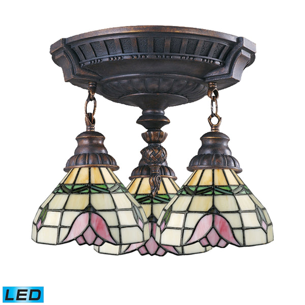 Mix-N-Match 3 Light LED Semi Flush In Aged Walnut