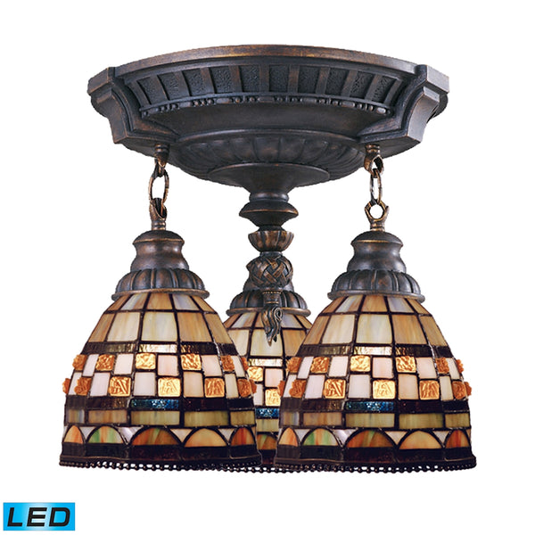 Mix-N-Match 3 Light LED Semi Flush In Aged Walnut