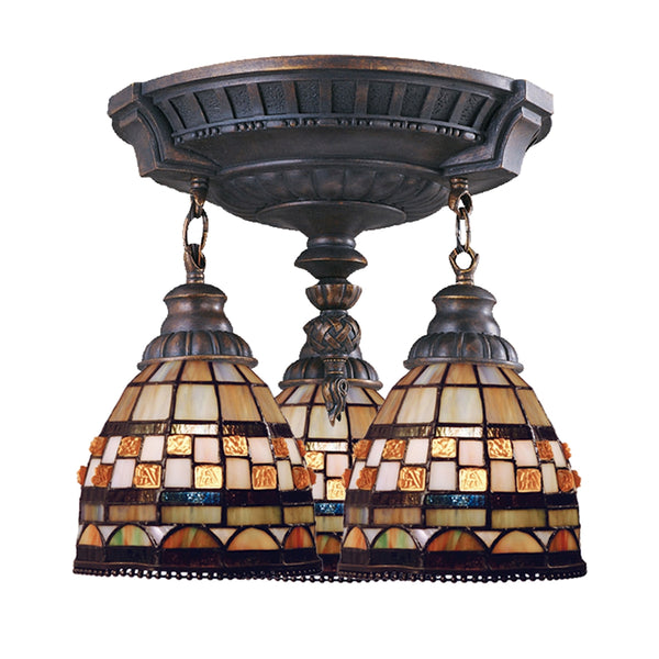 Mix-N-Match 3 Light Semi Flush In Aged Walnut