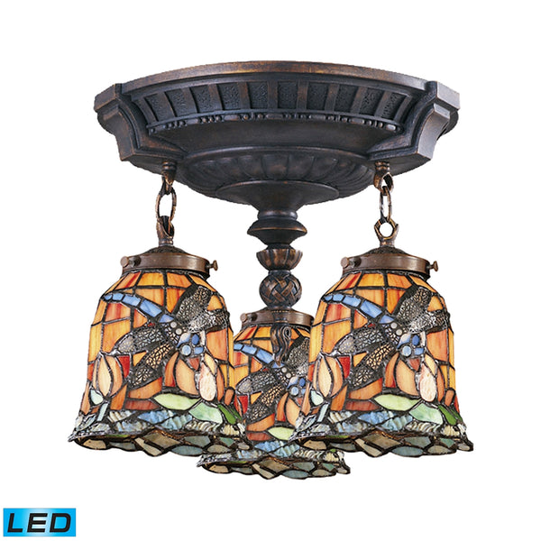 Mix-N-Match 3 Light LED Semi Flush In Aged Walnut