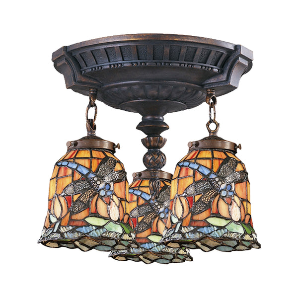 Mix-N-Match 3 Light Semi Flush In Aged Walnut