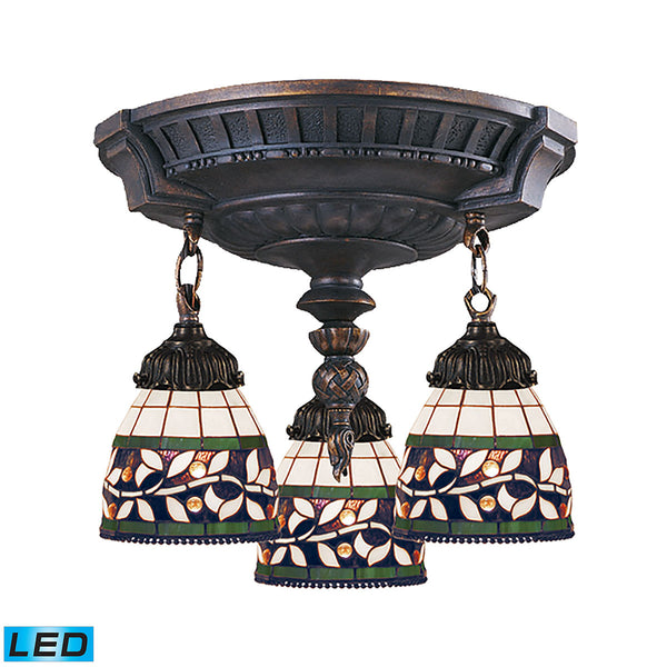 Mix-N-Match 3 Light LED Semi Flush In Aged Walnut
