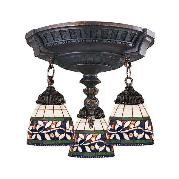 Mix-N-Match 3 Light Semi Flush In Aged Walnut