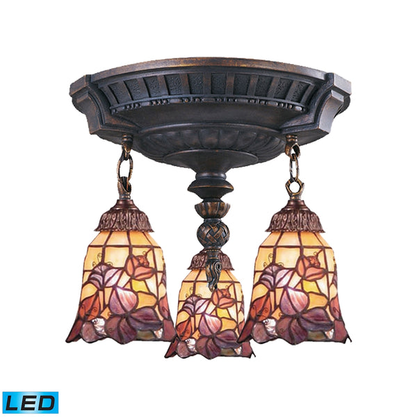 Mix-N-Match 3 Light LED Semi Flush In Aged Walnut