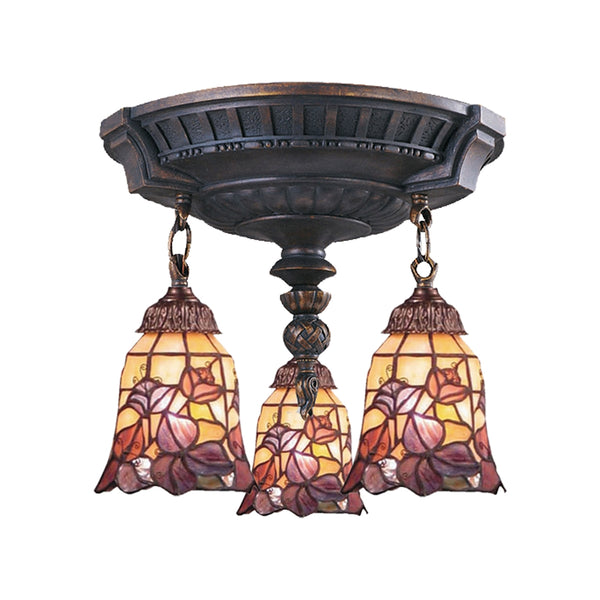 Mix-N-Match 3 Light Semi Flush In Aged Walnut