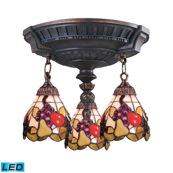 Mix-N-Match 3 Light LED Semi Flush In Aged Walnut