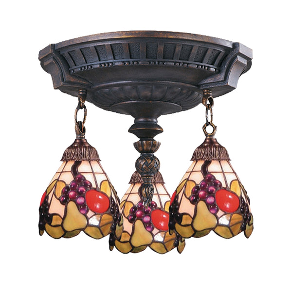 Mix-N-Match 3 Light Semi Flush In Aged Walnut