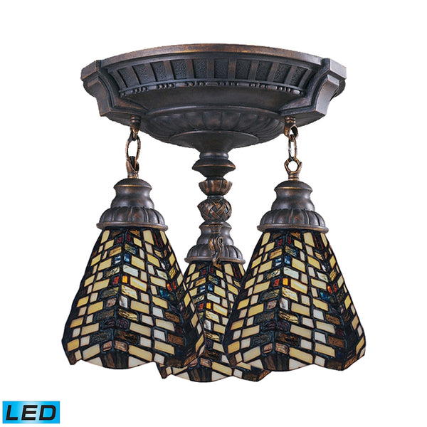 Mix-N-Match 3 Light LED Semi Flush In Aged Walnut