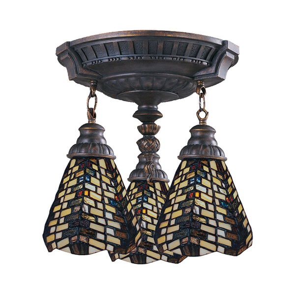 Mix-N-Match 3 Light LED Semi Flush In Aged Walnut