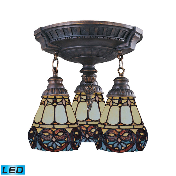Mix-N-Match 3 Light LED Semi Flush In Aged Walnut