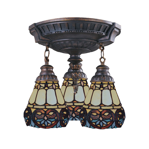 Mix-N-Match 3 Light Semi Flush In Aged Walnut