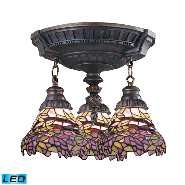 Mix-N-Match 3 Light LED Semi Flush In Aged Walnut