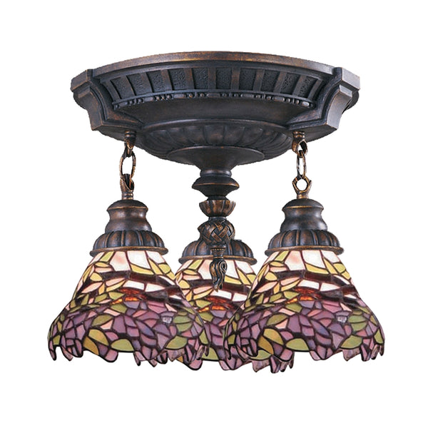 Mix-N-Match 3 Light Semi Flush In Aged Walnut
