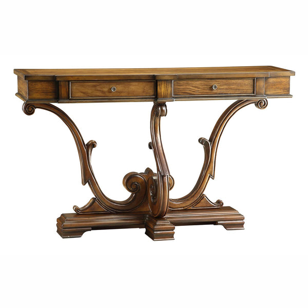 Crestview Colonial 2 Drawer Carved Leg Console CVFZR1037