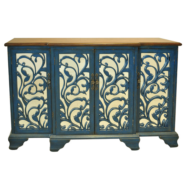 Crestview Hawthorne Indigo 4 Door Sideboard CVFZR1074